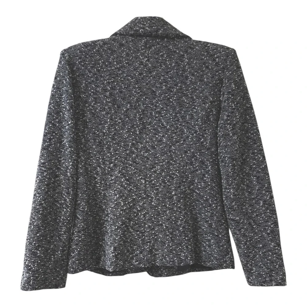 Dressbarn Gray‎ Textured Blazer Jacket Women's Size M Open Front